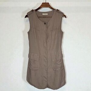 Gallarda Galante Flax Blend Utility Dress Brown Sleeveless Japan size‎ F (US M)